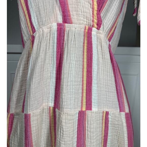 Marine Layer Sage Double Cloth Pink Stripe Maxi Dress Size M Beach Coastal Boho - Picture 3 of 13